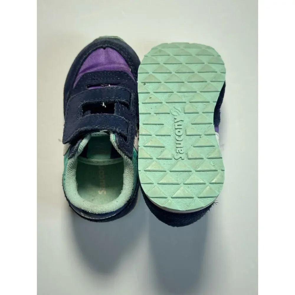 Saucony Jazz Hook Loop Toddler Sneakers Navy Purple Mint US 5 EU 21 Shoes